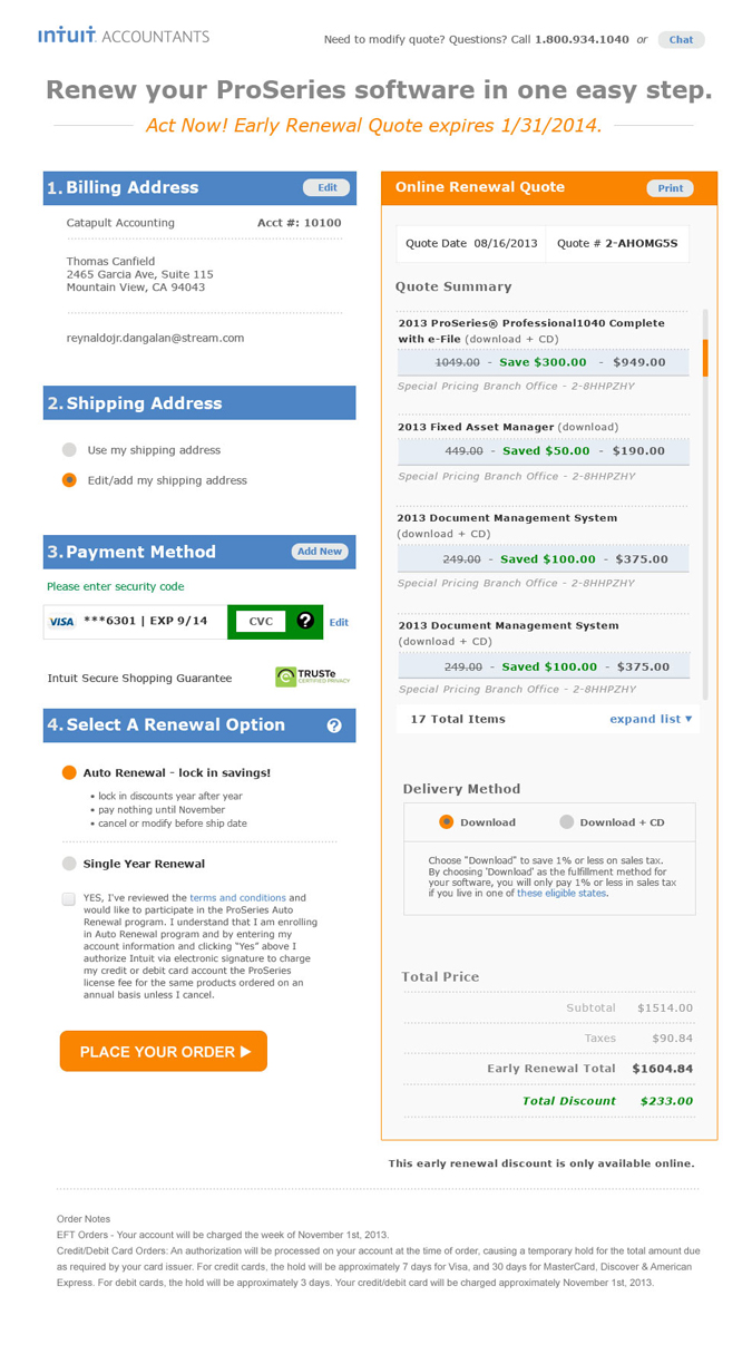 Intuit Page Before